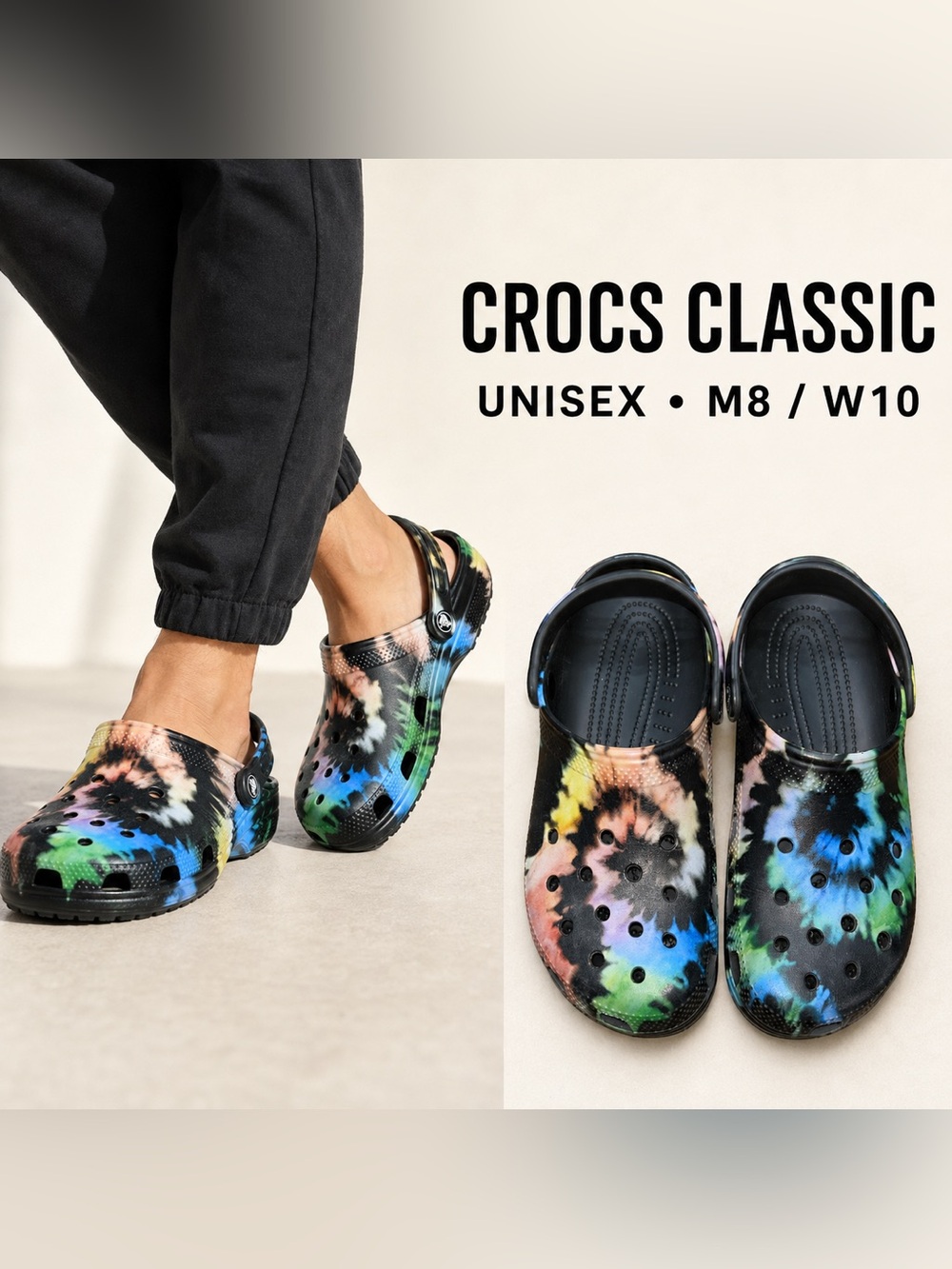 Crocs Classic Tie-Dye Clogs Unisex Men’s 8 Women’s 10
